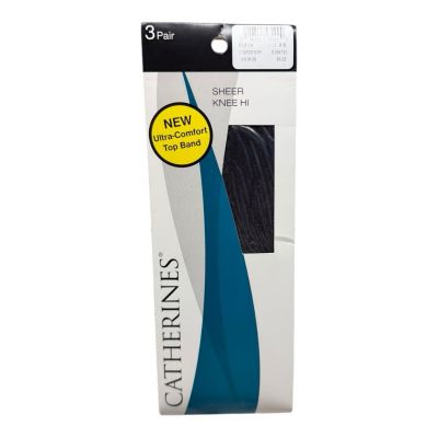 Catherine's Sheer Knee Hi Comfort top Band Sandalfoot Black Size A-B 3 Pair NIB